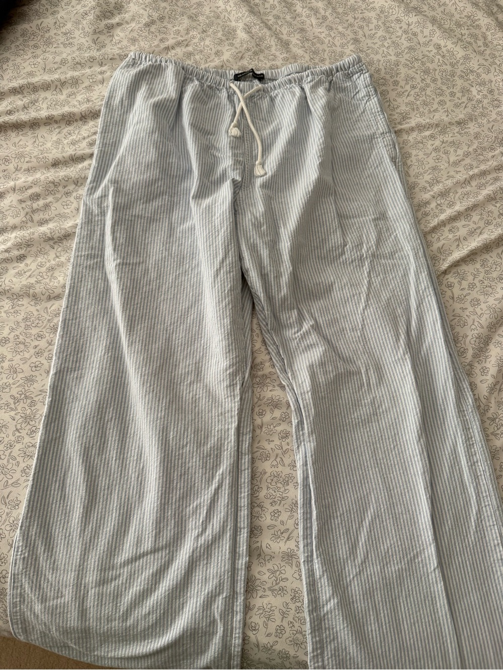 Brandy Melville Light Blue & White Pinstripe Linen Pants